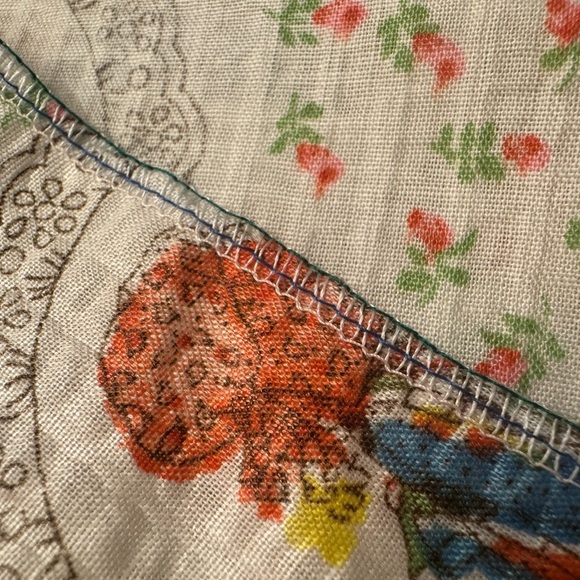 Vintage 70s Holly Hobby Medallions Roses Floral Fabric Finish Crib Sheet Quilt - Picture 5 of 8